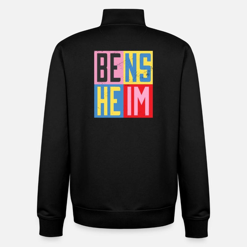 Conception des villes de Bensheim - Sweat zippé unisexe en coton bio Stanley/Stella - noir