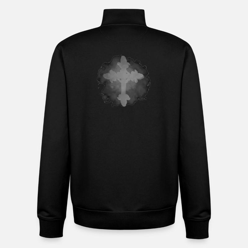 nebeliges gothic-kreuz, verschenken - Unisex Organic Zip Sweatshirt von Stanley/Stella - Schwarz