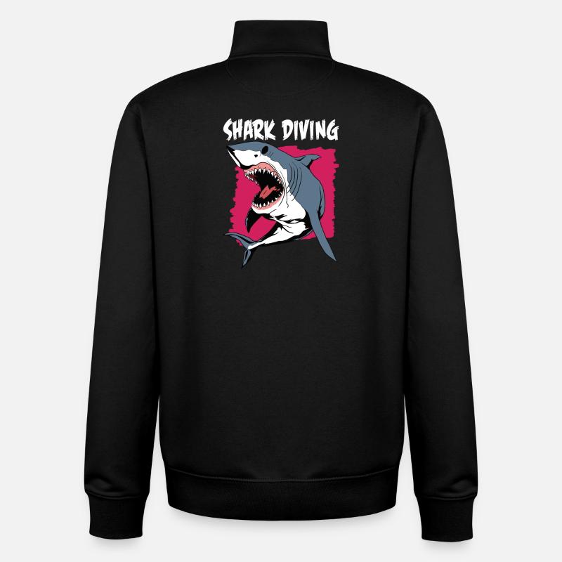 Shark Diving | Shark Diving - Unisex Organic Zip Sweatshirt by Stanley/Stella - black