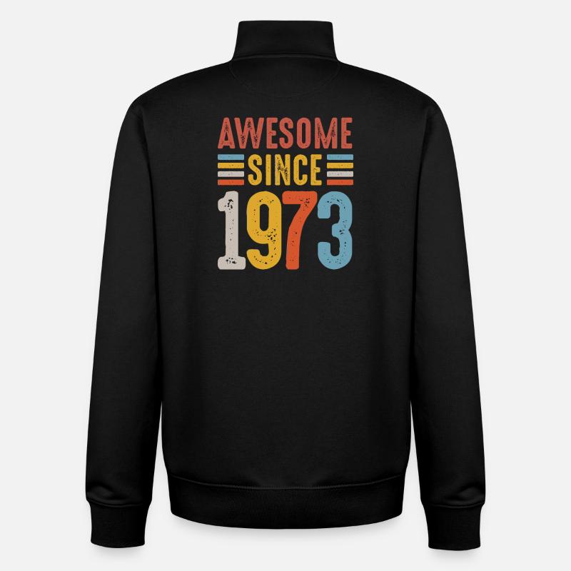 Génial depuis 1973 Badge rétro - Sweat zippé unisexe en coton bio Stanley/Stella - noir
