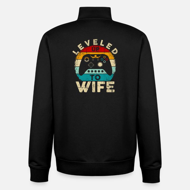 Level hoch zum Ehefrau-Retro-Gamer - Unisex Organic Zip Sweatshirt von Stanley/Stella - Schwarz