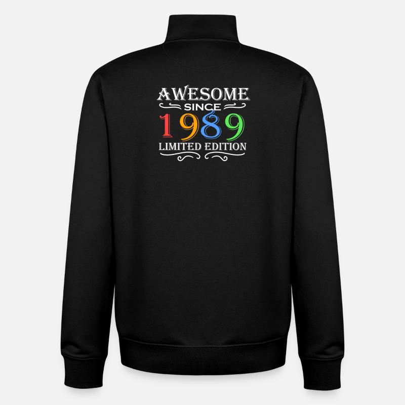 1989 - Né en 1989 - Sweat zippé unisexe en coton bio Stanley/Stella - noir