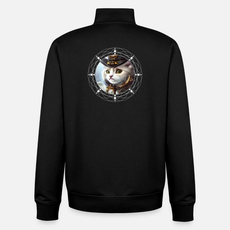 Chaton steampunk mignon - Sweat zippé unisexe en coton bio Stanley/Stella - noir