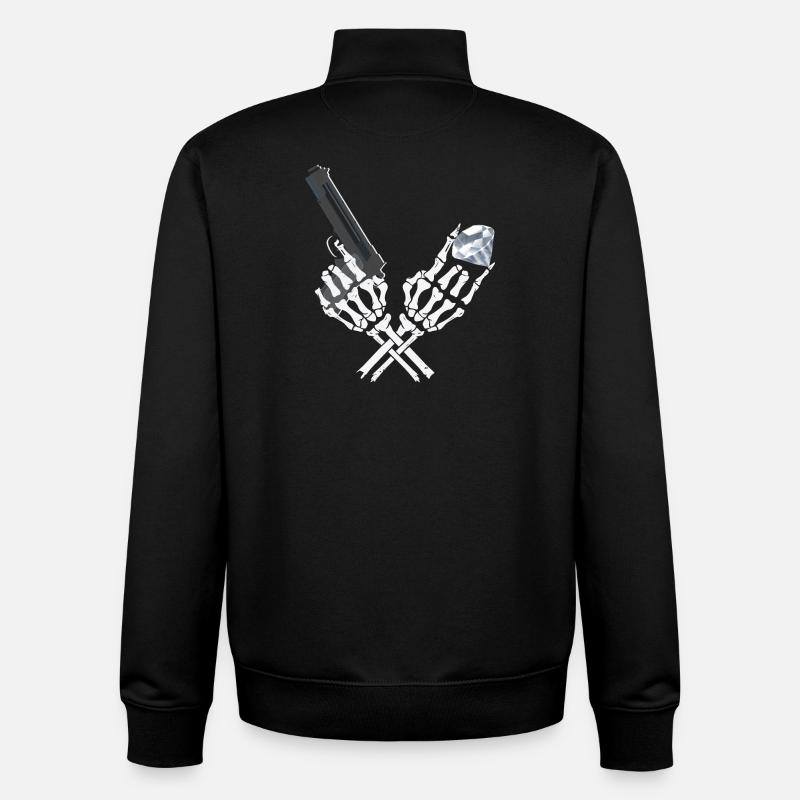 Squelette de gangster - Sweat zippé unisexe en coton bio Stanley/Stella - noir
