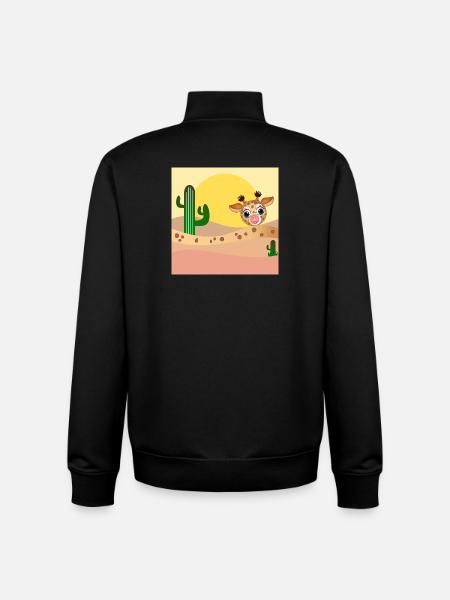 GIRAFFE ANIMAL ILLUSTRATION - DESERT - Unisex Organic Zip Sweatshirt by Stanley/Stella - black