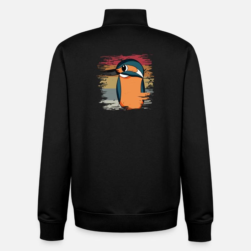 Kingfisher Blue Bird Retro - Unisex Organic Zip Sweatshirt by Stanley/Stella - black