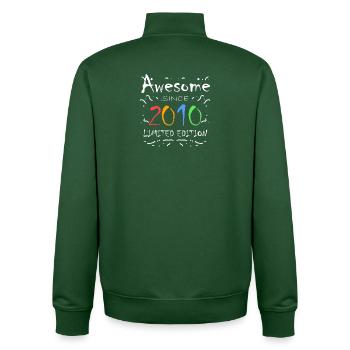 2010 - Fantastic since 2010 - Born in 2010 - Unisex Organic Zip Sweatshirt by Stanley/Stella - bottle green - Back - AI Model Male 185 dark (185cm)