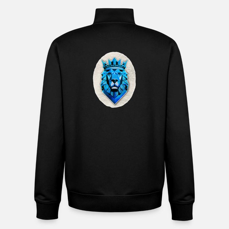Lion géométrique bleu - Polygone - Sweat zippé unisexe en coton bio Stanley/Stella - noir