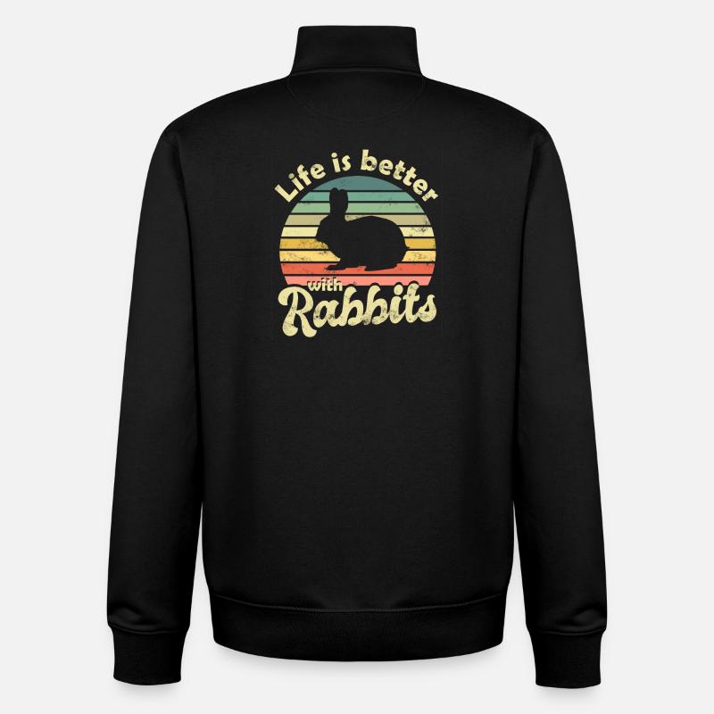 Lapin Lapin - Sweat zippé unisexe en coton bio Stanley/Stella - noir