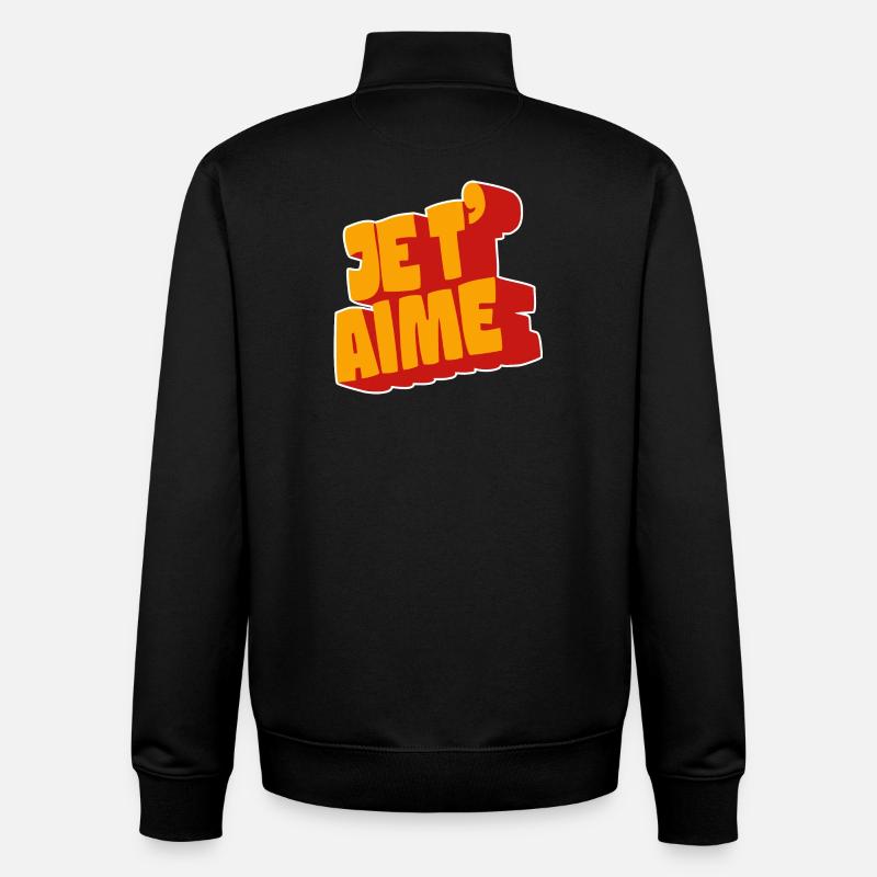 Je t’aime - Sweat zippé unisexe en coton bio Stanley/Stella - noir