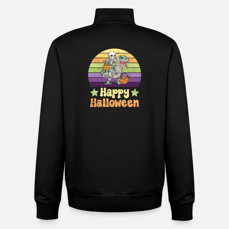 Squelette d’Halloween sur Dinosaur T-Rex - Sweat zippé unisexe en coton bio Stanley/Stella - noir