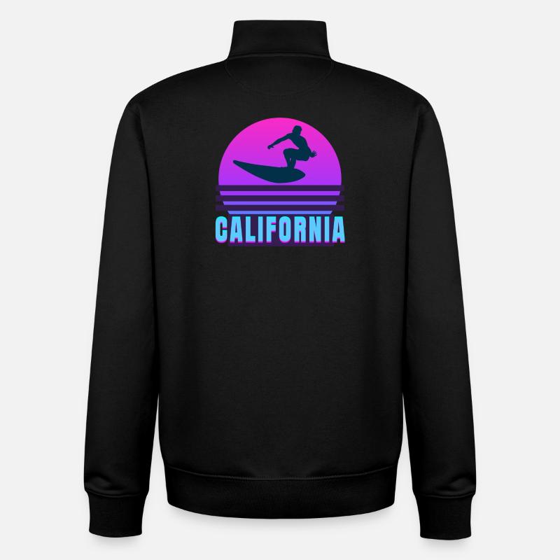 Californie, California, surf - Sweat zippé unisexe en coton bio Stanley/Stella - noir