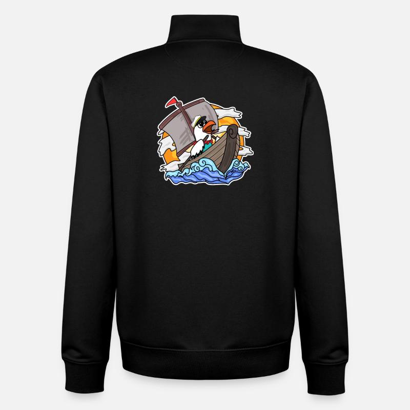 Seagull in the boat - Unisex Organic Zip Sweatshirt by Stanley/Stella - black