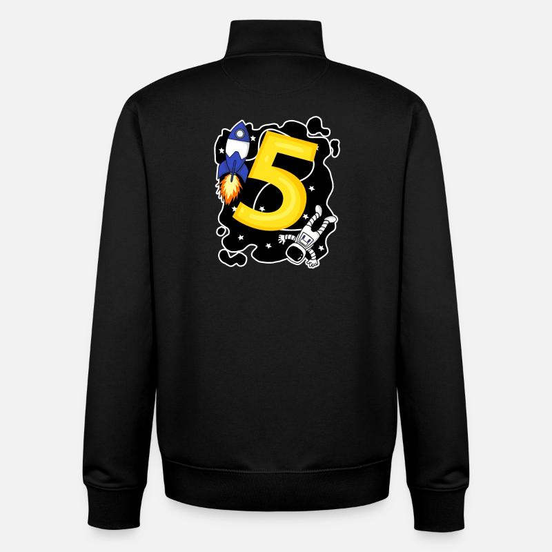 Jeune astronaute de 5 ans - Sweat zippé unisexe en coton bio Stanley/Stella - noir