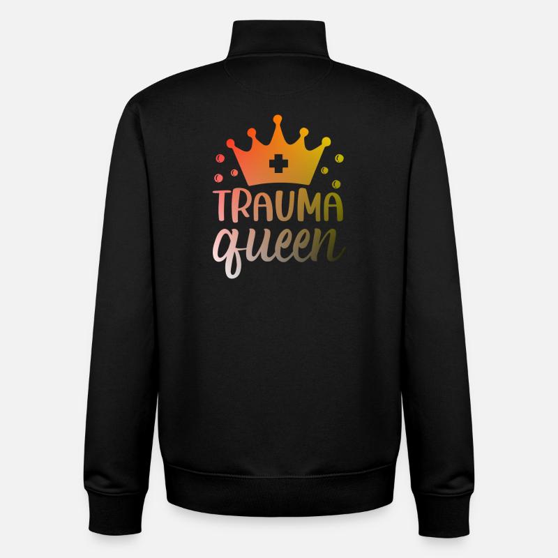 Trauma Queen Nurse - Unisex Organic Zip Sweatshirt by Stanley/Stella - black