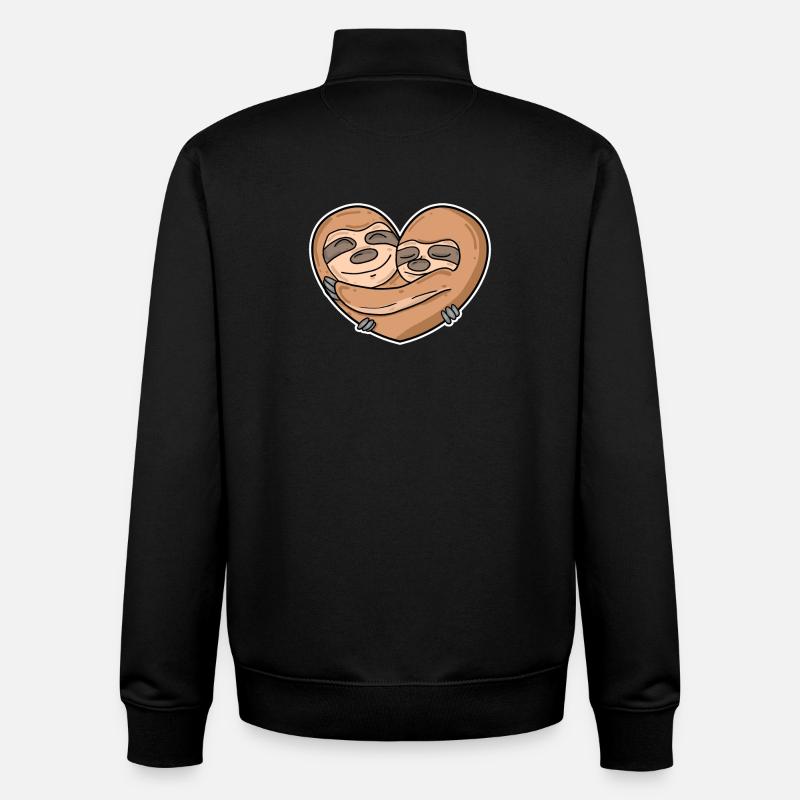 Sloth Heart - Unisex Organic Zip Sweatshirt by Stanley/Stella - black