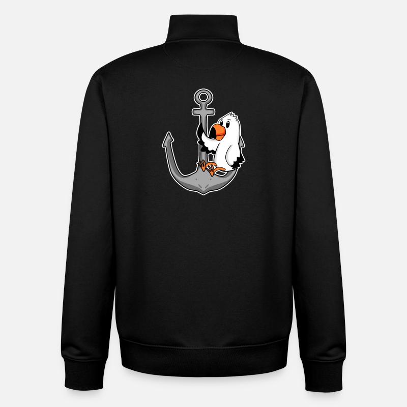 Anker und Möwe - Unisex Organic Zip Sweatshirt von Stanley/Stella - Schwarz