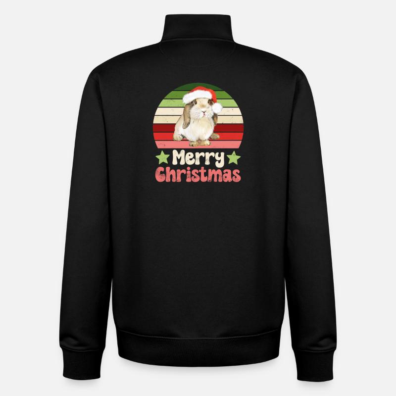 Rabbit Rabbit Christmas - Unisex Organic Zip Sweatshirt by Stanley/Stella - black