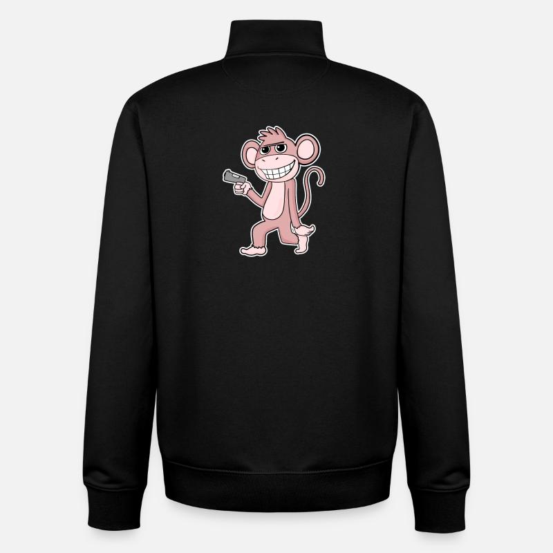 Singe avec pistolet - Sweat zippé unisexe en coton bio Stanley/Stella - noir