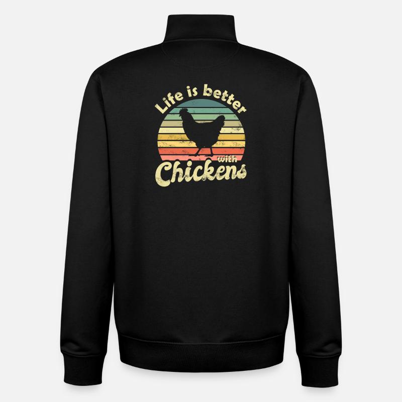 Chicken Chickens - Unisex Organic Zip Sweatshirt by Stanley/Stella - black
