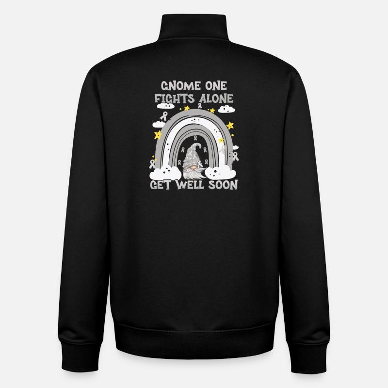 Gnome One Fights Alone Hirnkrebs - Unisex Organic Zip Sweatshirt von Stanley/Stella - Schwarz