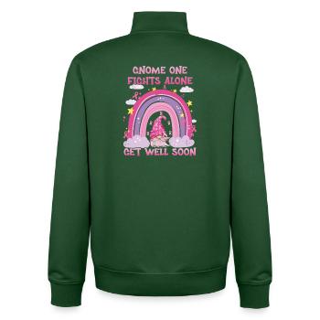 Gnome One Fights Alone Breast Cancer - Unisex Organic Zip Sweatshirt by Stanley/Stella - bottle green - Back - AI Model Male 185 dark (185cm)