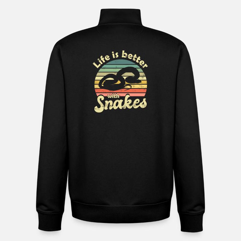 Serpents serpents - Sweat zippé unisexe en coton bio Stanley/Stella - noir