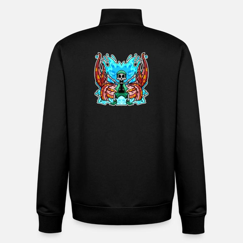 Skeleton Octopus Pirate - Unisex Organic Zip Sweatshirt by Stanley/Stella - black