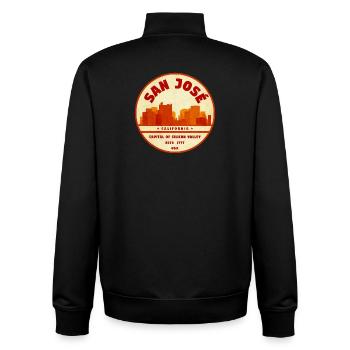 San Jose Retro Stadtbadge Kalifornien - Unisex Organic Zip Sweatshirt von Stanley/Stella - Schwarz - Hinten - AI Model Male 185 light (185cm)