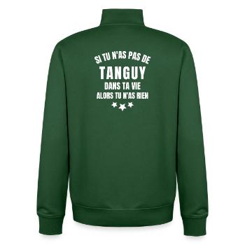 Tanguy, prénom Tanguy, anniversaire Tanguy - Sweat zippé unisexe en coton bio Stanley/Stella - vert bouteille - Dos - AI Model Male 185 dark (185cm)