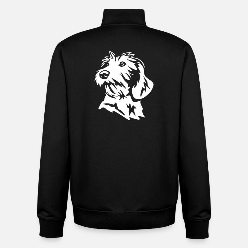 Tête de teckel « Black Edition » - Sweat zippé unisexe en coton bio Stanley/Stella - noir