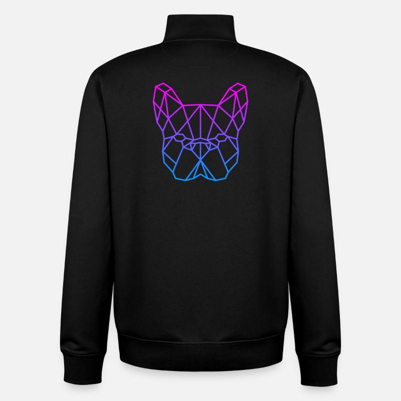 Bouledogue Français Logo polygonal grand - Sweat zippé unisexe en coton bio Stanley/Stella - noir