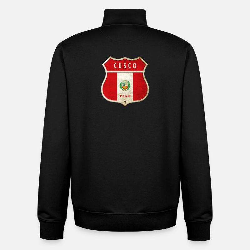 Cusco Peru Wappen Flaggen Design - Unisex Organic Zip Sweatshirt von Stanley/Stella - Schwarz