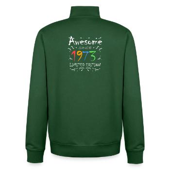 1973 - Né en 1973 - Sweat zippé unisexe en coton bio Stanley/Stella - vert bouteille - Dos - AI Model Male 185 dark (185cm)