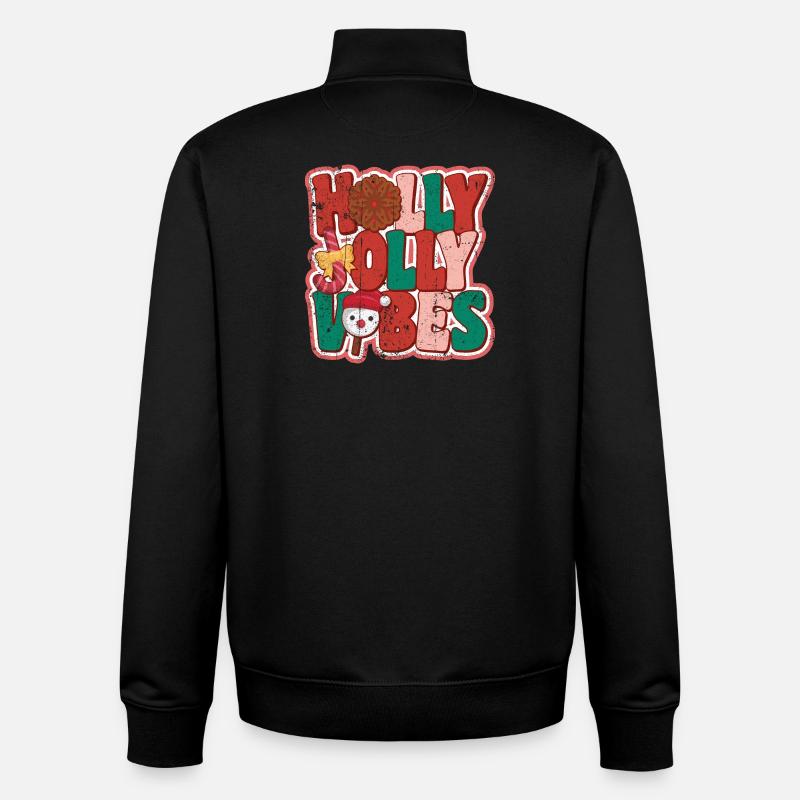 Holly Jolly Vibes - Sweat zippé unisexe en coton bio Stanley/Stella - noir