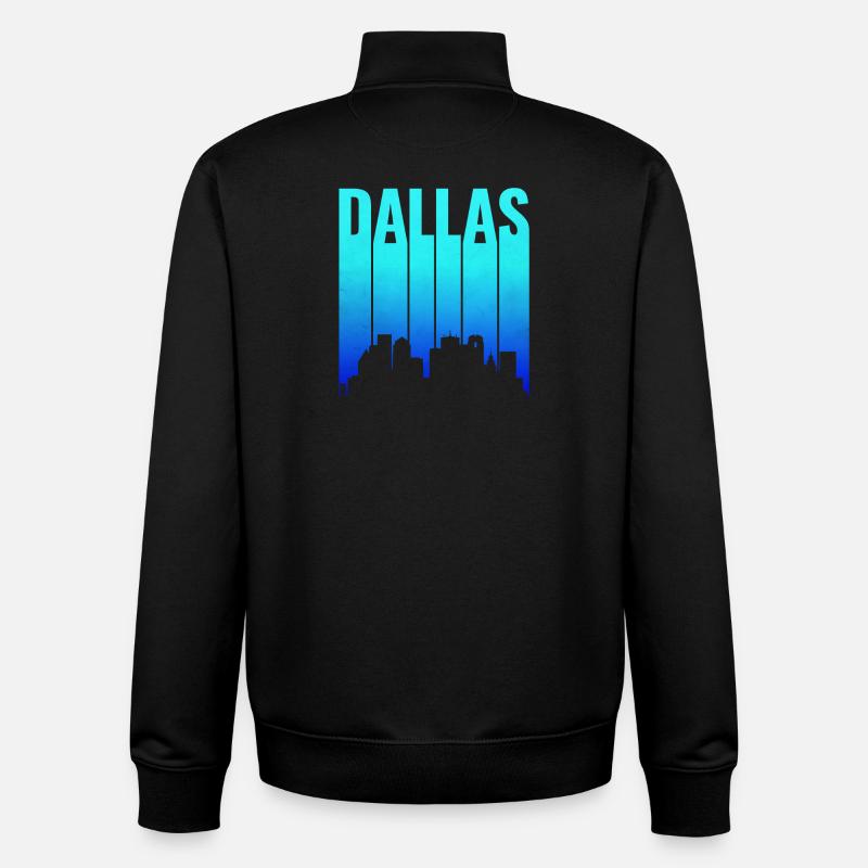 Dallas Skyline Gradient Typografie - Unisex Organic Zip Sweatshirt von Stanley/Stella - Schwarz