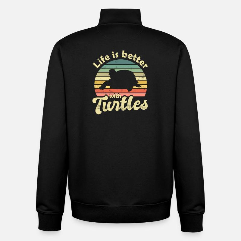 Tortues tortues - Sweat zippé unisexe en coton bio Stanley/Stella - noir