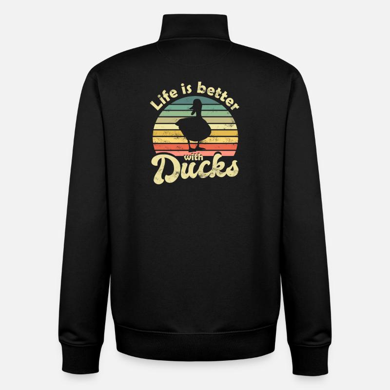 Canards canards - Sweat zippé unisexe en coton bio Stanley/Stella - noir