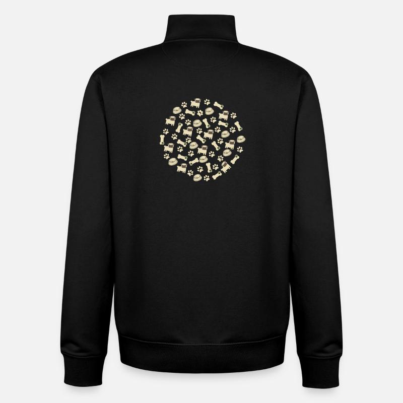 Pug Pattern - Pug Lovers Apparel - Unisex Organic Zip Sweatshirt von Stanley/Stella - Schwarz