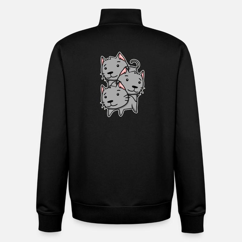 Chats mignons - Sweat zippé unisexe en coton bio Stanley/Stella - noir