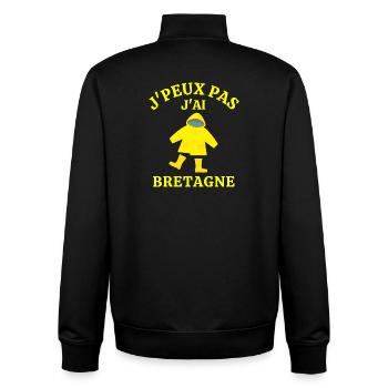 Bretagne, Bretagne humour, j'aime la Bretagne - Sweat zippé unisexe en coton bio Stanley/Stella - noir - Dos - AI Model Male 185 light (185cm)