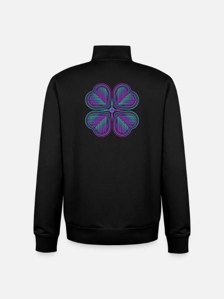 Four-leaf clover of hearts - 1 - Unisex Organic Zip Sweatshirt by Stanley/Stella - black