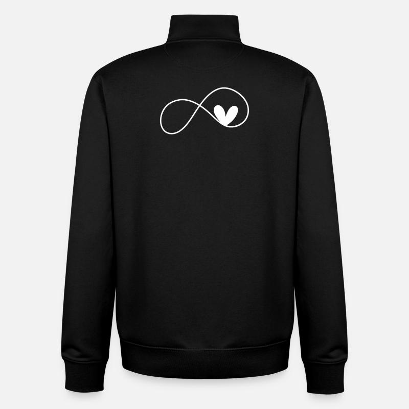 Amour du cœur infini - Sweat zippé unisexe en coton bio Stanley/Stella - noir