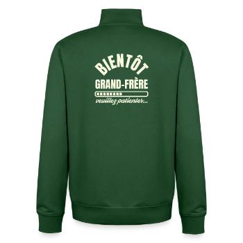 Bientôt Grand Frère - Sweat zippé unisexe en coton bio Stanley/Stella - vert bouteille - Dos - AI Model Male 185 dark (185cm)