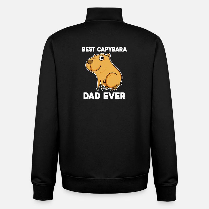 Capybara Father Capybara - Unisex Organic Zip Sweatshirt by Stanley/Stella - black