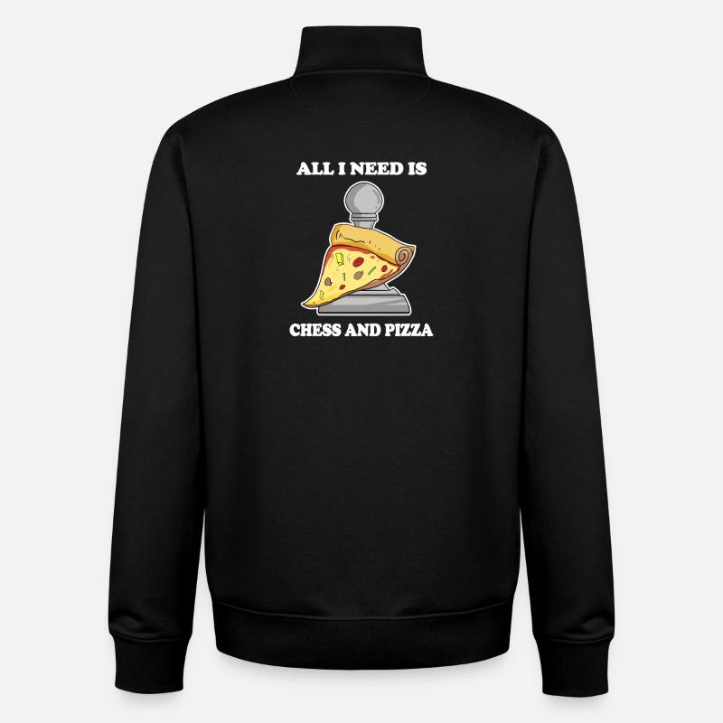 Chess and Pizza - Unisex Organic Zip Sweatshirt by Stanley/Stella - black