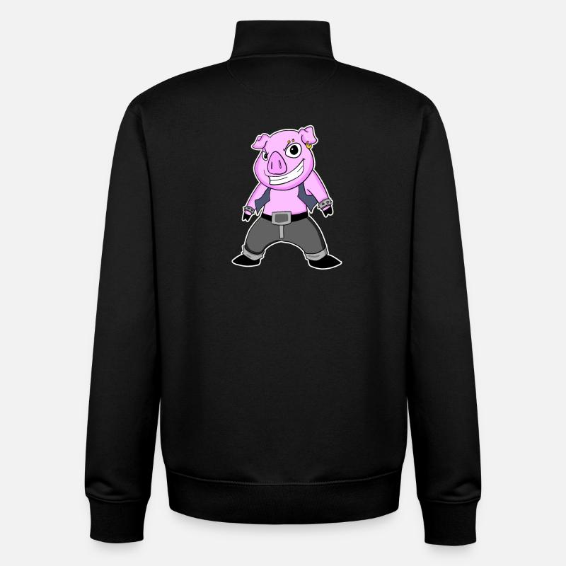 Cochon Cool - Sweat zippé unisexe en coton bio Stanley/Stella - noir