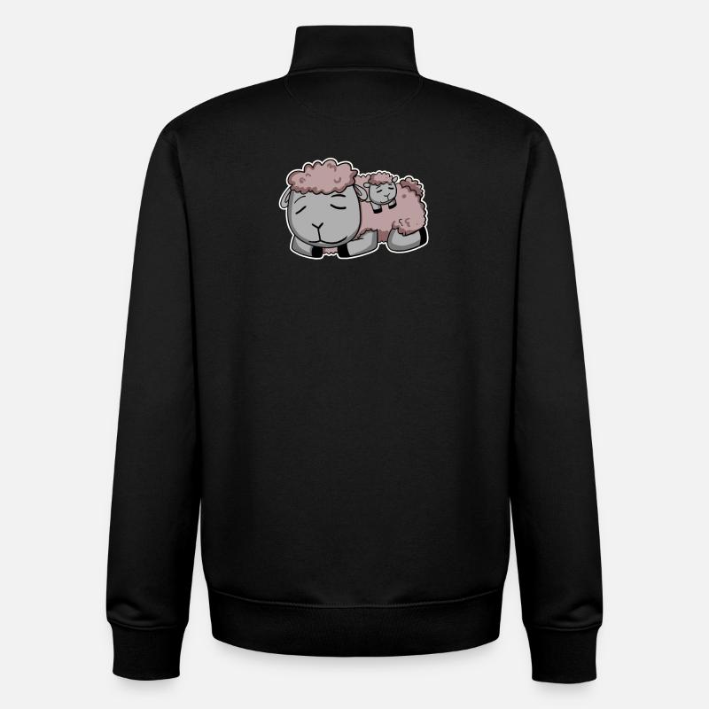 Moutons avec bébé moutons - Sweat zippé unisexe en coton bio Stanley/Stella - noir