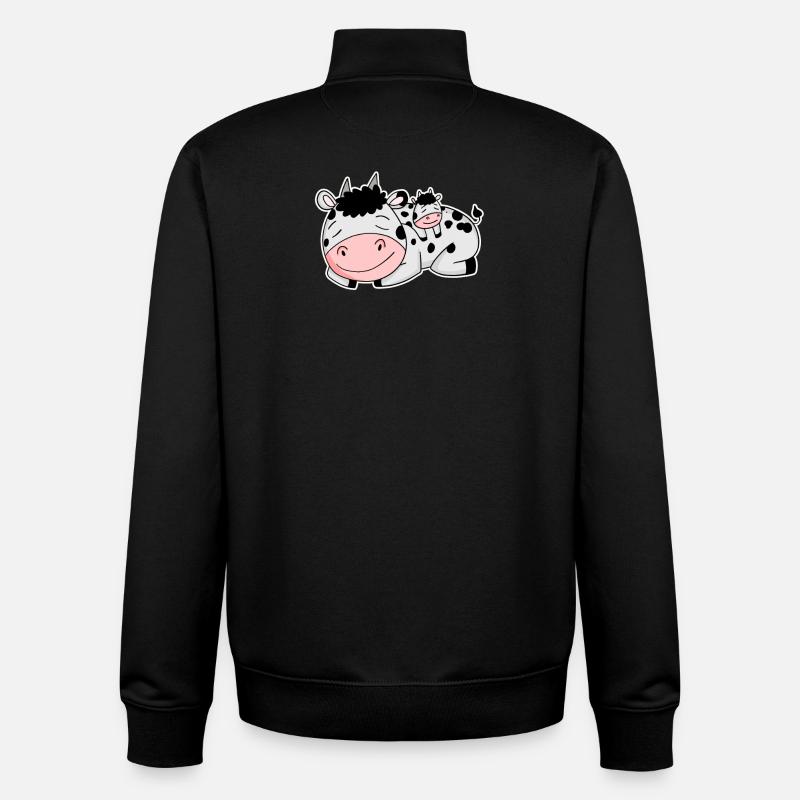 Vache avec bébé vache - Sweat zippé unisexe en coton bio Stanley/Stella - noir
