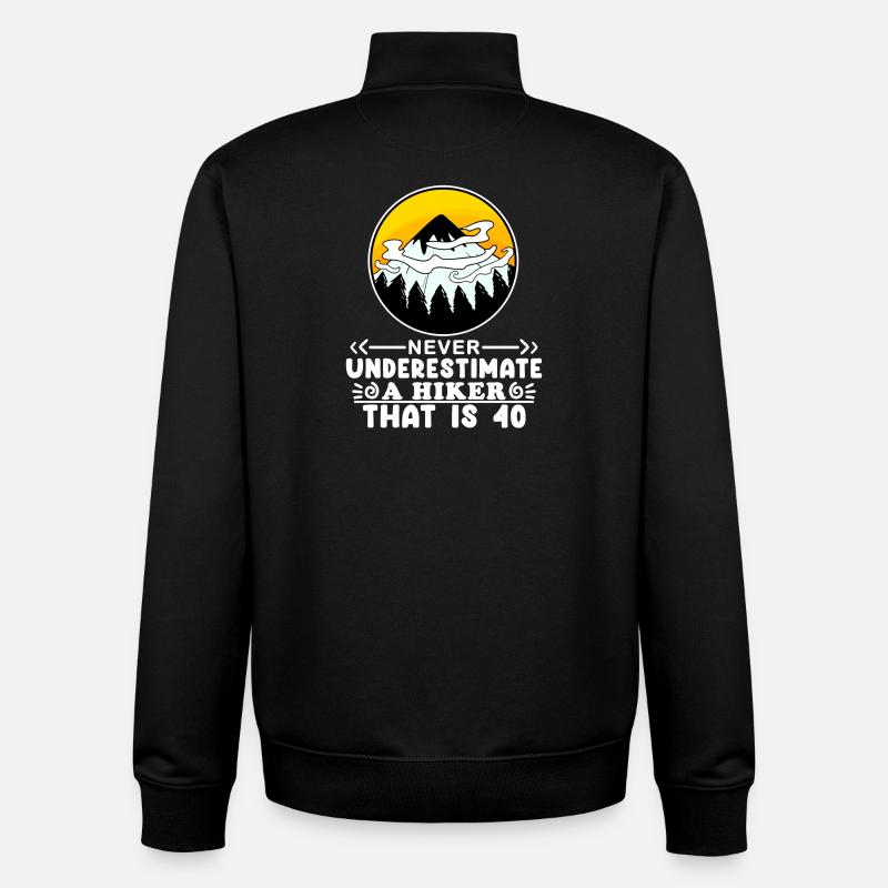 Hiking 40 years old - Unisex Organic Zip Sweatshirt by Stanley/Stella - black